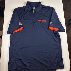 Reebok Chicago Bears Polo Mens Large Navy Blue Quarter Zip NFL Sideline Shirt